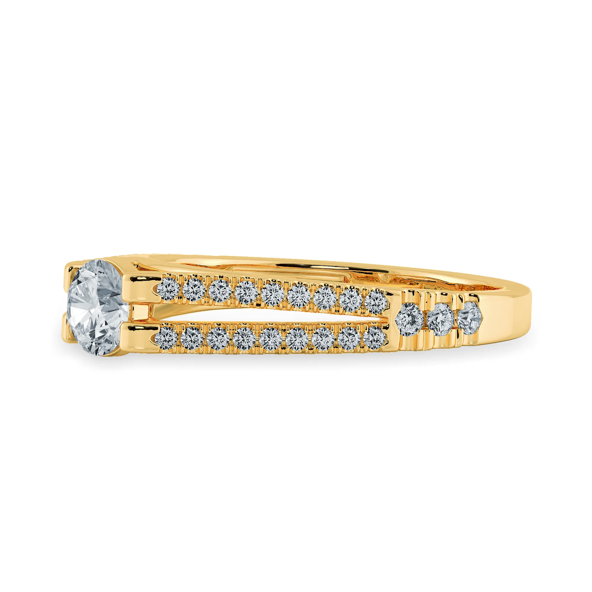 0.20cts. Solitaire Diamond Split Shank 18K Yellow Gold Solitaire Ring JL AU 1177Y-A
