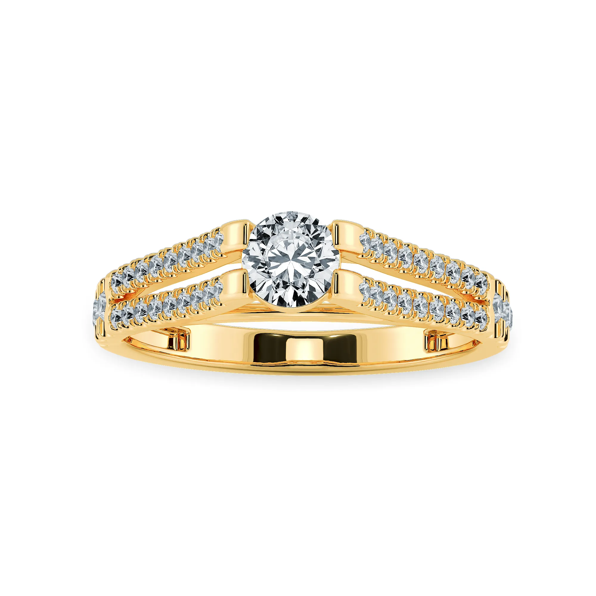 0.20cts. Solitaire Diamond Split Shank 18K Yellow Gold Solitaire Ring JL AU 1177Y-A