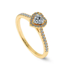 0.30cts. Heart Cut Solitaire Halo Diamond Shank 18K Yellow Gold Ring JL AU 1198Y