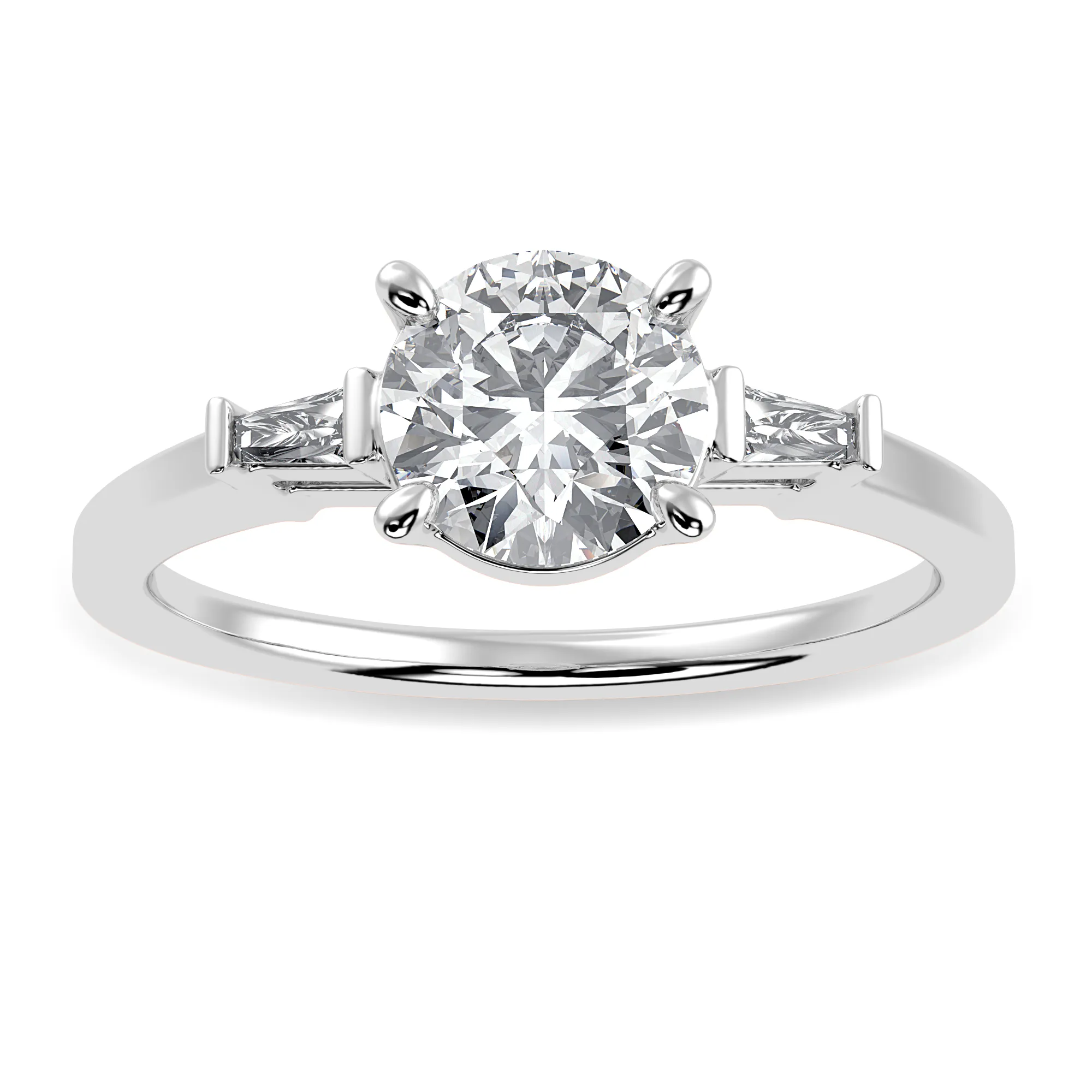 0.30cts Solitaire with Baguette Diamond Accents Platinum Ring JL PT 1209