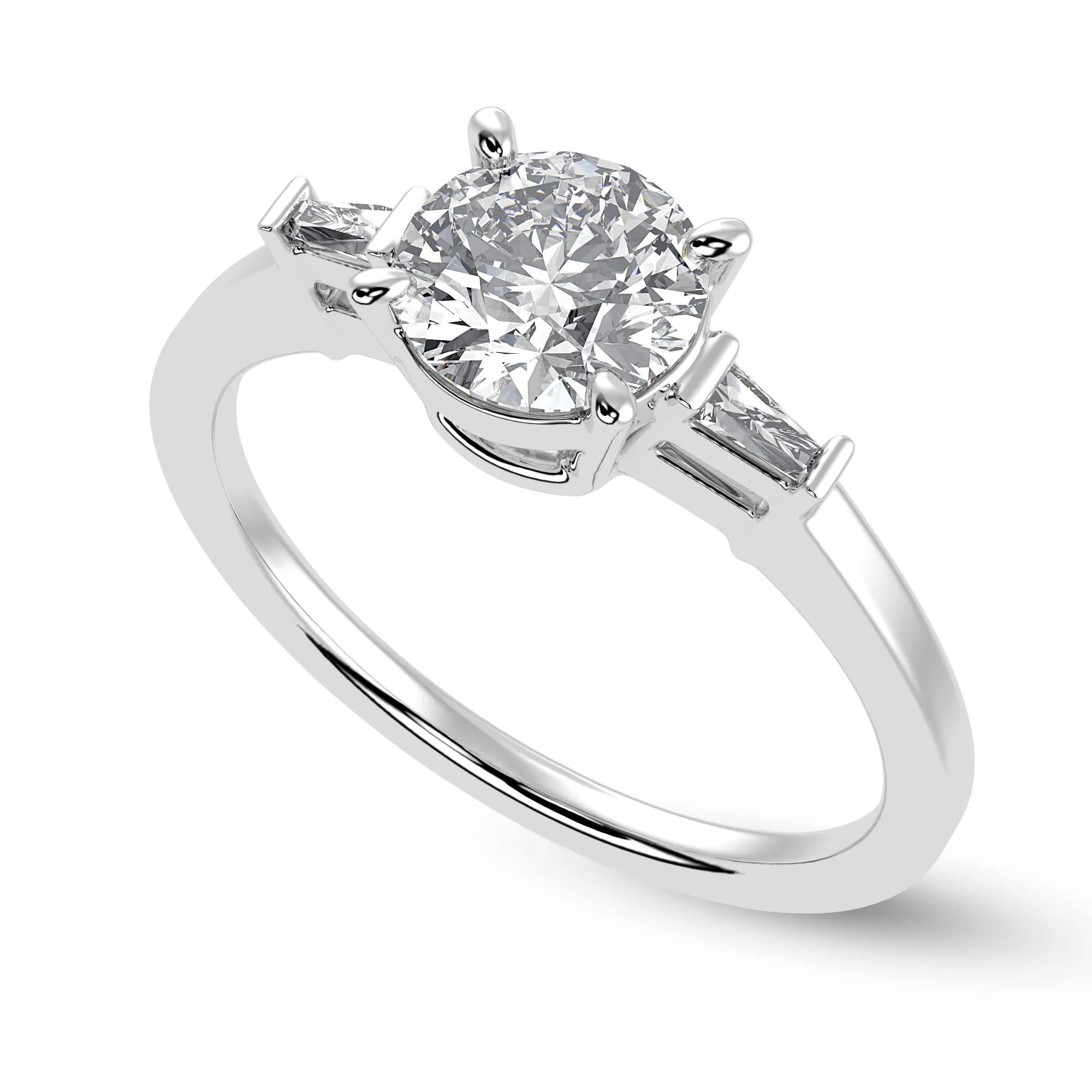 0.30cts Solitaire with Baguette Diamond Accents Platinum Ring JL PT 1209
