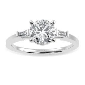 0.30cts Solitaire with Baguette Diamond Accents Platinum Ring JL PT 1209