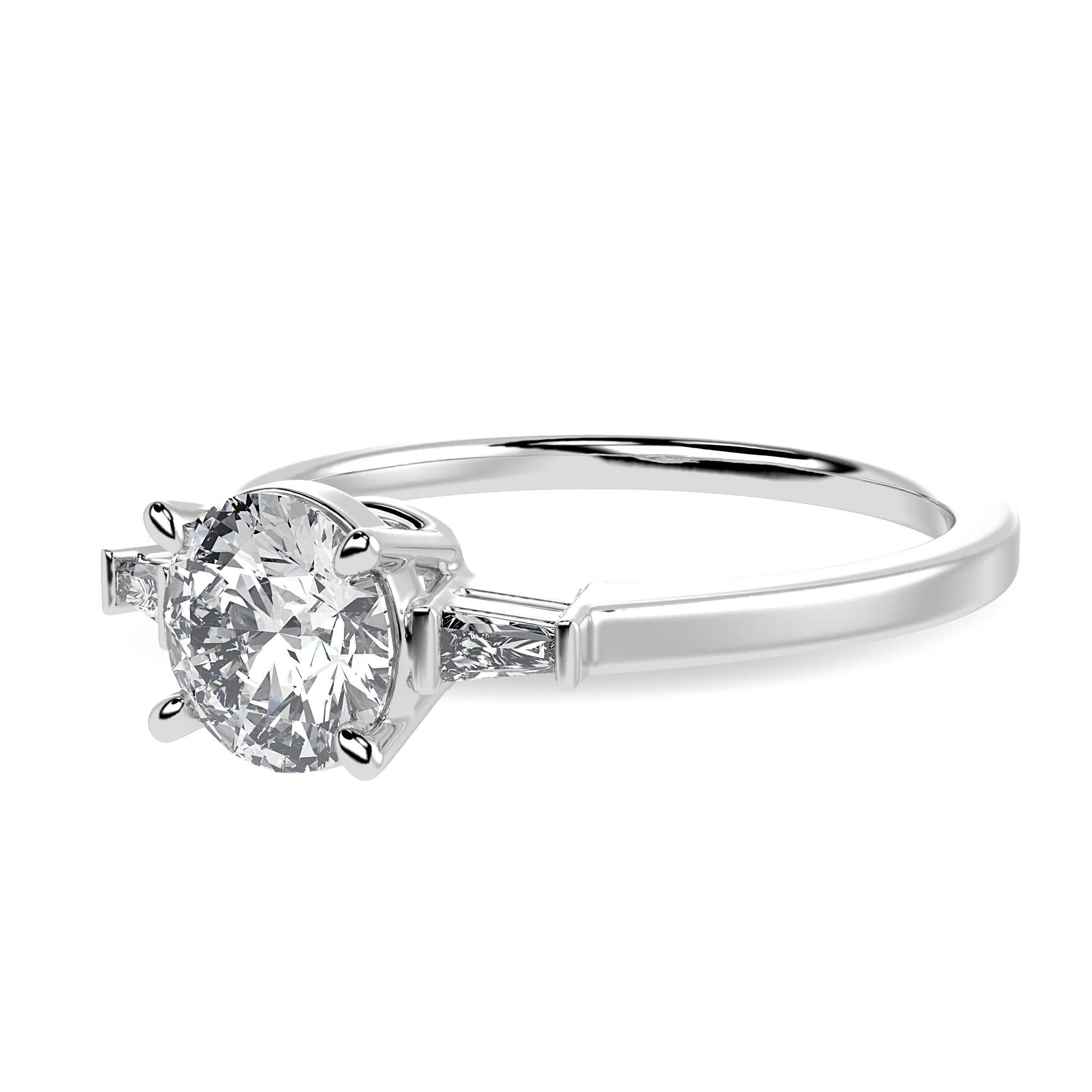 0.30cts Solitaire with Baguette Diamond Accents Platinum Ring JL PT 1209