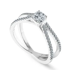 0.50cts. Cushion Cut Solitaire Diamond Split Shank Platinum Engagement Ring JL PT 1171-A