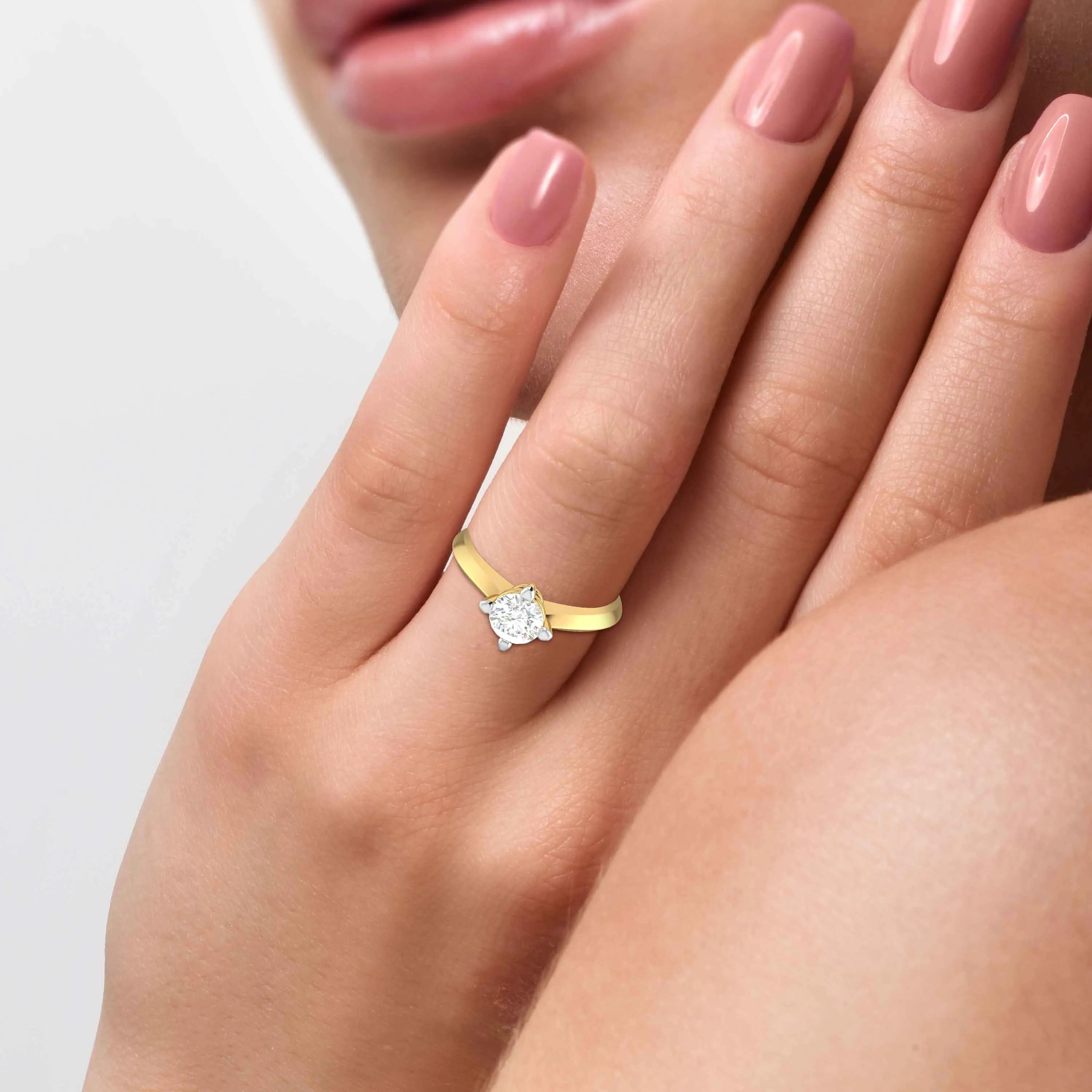 1-Carat Lab Grown Solitaire 18K Yellow Gold Ring JL AU LG G-121Y-D