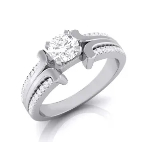 1-Carat Lab Grown Solitaire Engagement Ring for Women with 2-Row Diamonds Shank JL PT LG G-116-C