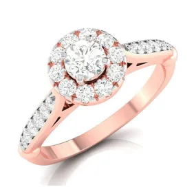 1-Carat Solitaire Halo Diamond Shank Rose Gold Ring JL AU G 103R-C
