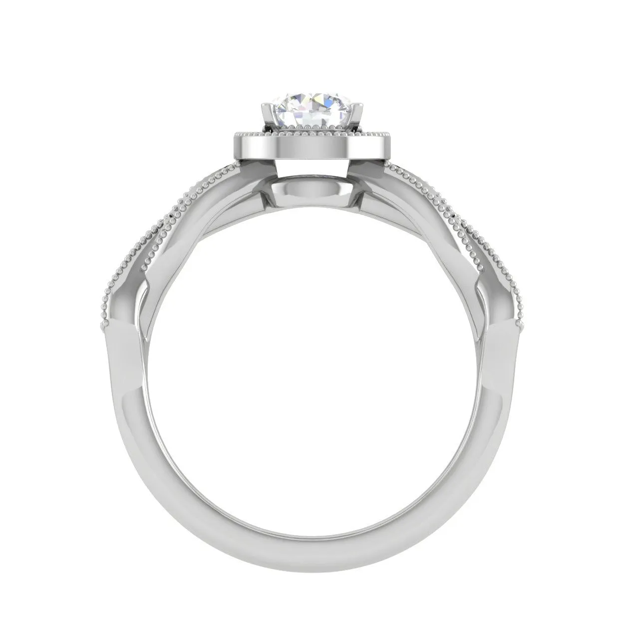 1-Carat Solitaire Halo Diamond Twisted Shank Platinum Ring for Women JL PT RV RD LG G 131-B