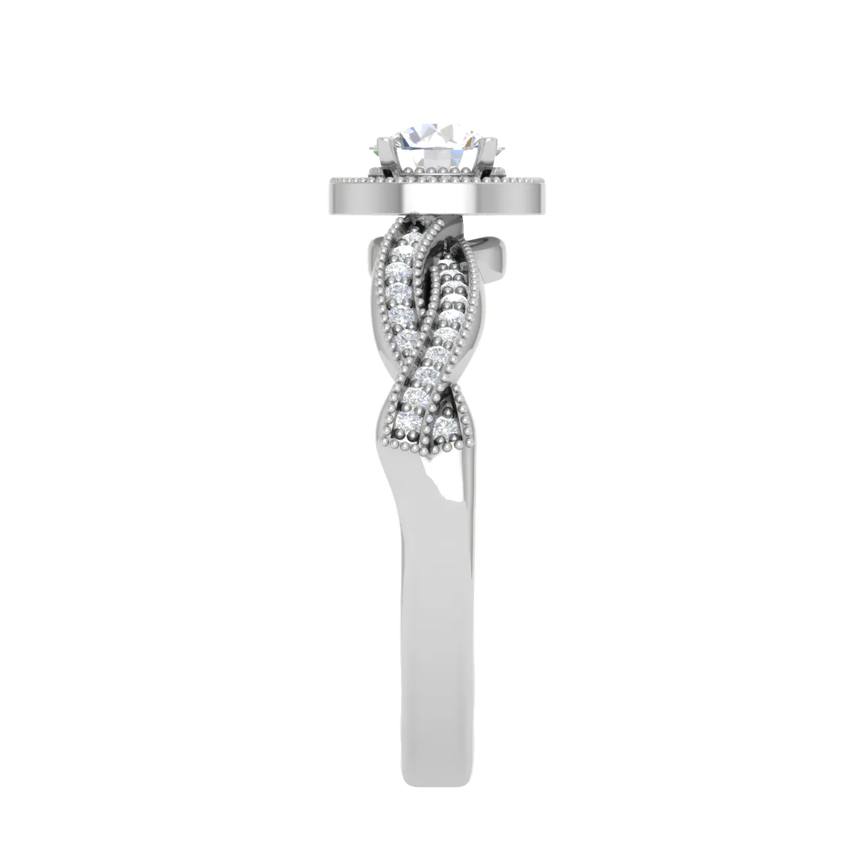 1-Carat Solitaire Halo Diamond Twisted Shank Platinum Ring for Women JL PT RV RD LG G 131-B