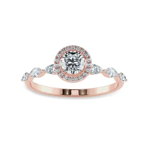 1-Carat Solitaire Halo Diamond with Marquise Cut Diamond Accents 18K Rose Gold Ring JL AU 1278R-C