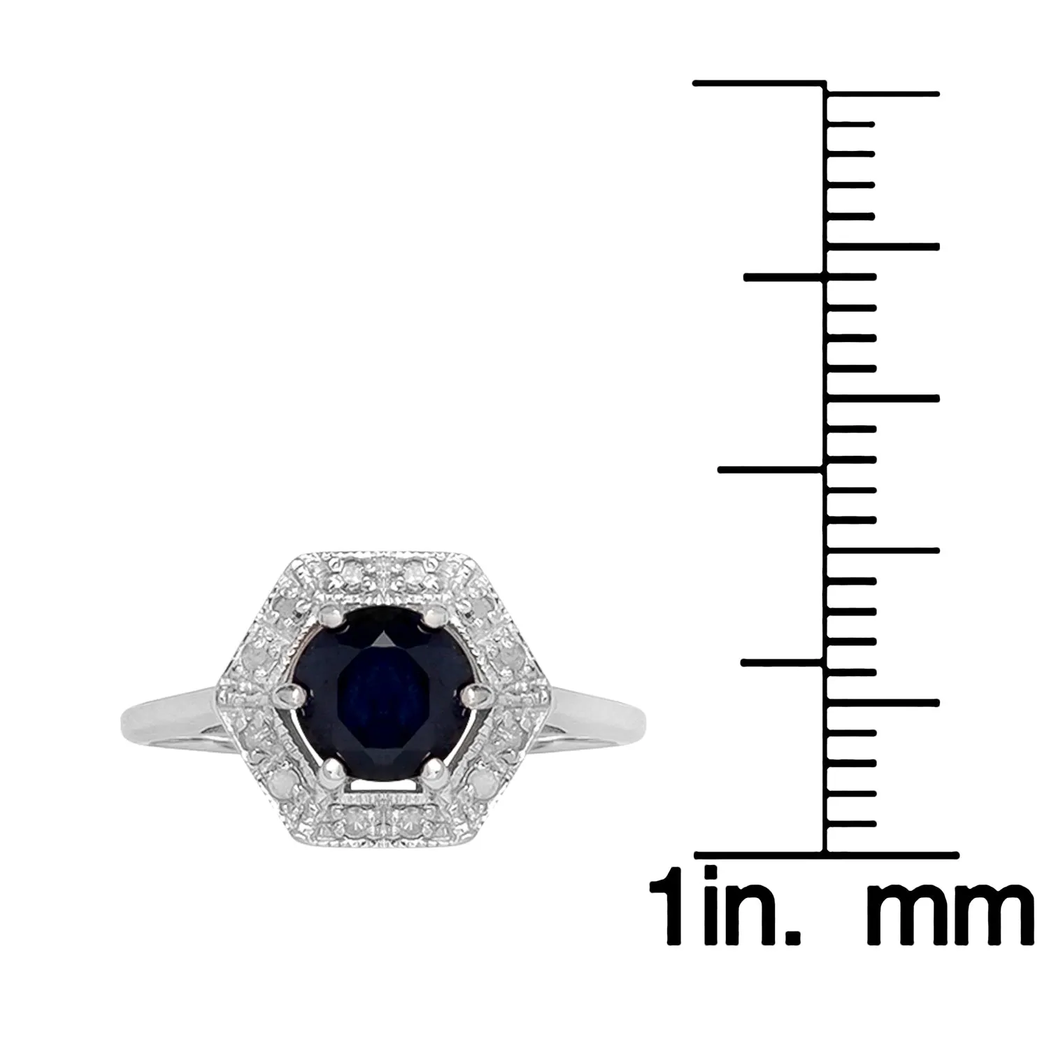 10k White Gold Vintage Style Genuine Round Sapphire and Diamond Halo Ring 2