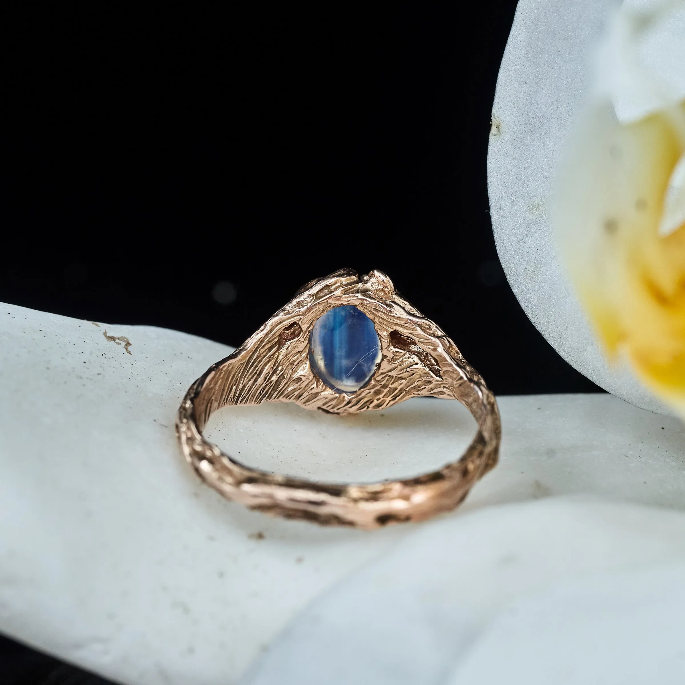 14K Rose Gold Moonstone engagement ring "Daisy"