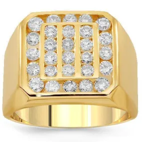 14K Solid Yellow Gold Men's Diamond Ring 0.8 Cwt.