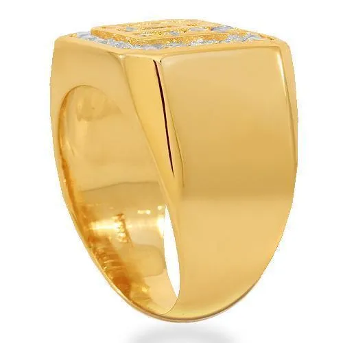 14K Solid Yellow Gold Men's Diamond Ring 0.8 Cwt.