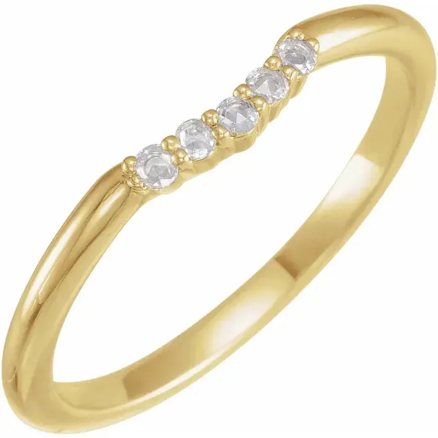 14K Yellow Gold .07 CTW Rose-Cut Natural Diamond Matching Band