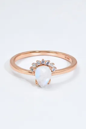 18K Rose Gold-Plated Pear Shape Natural Moonstone Ring