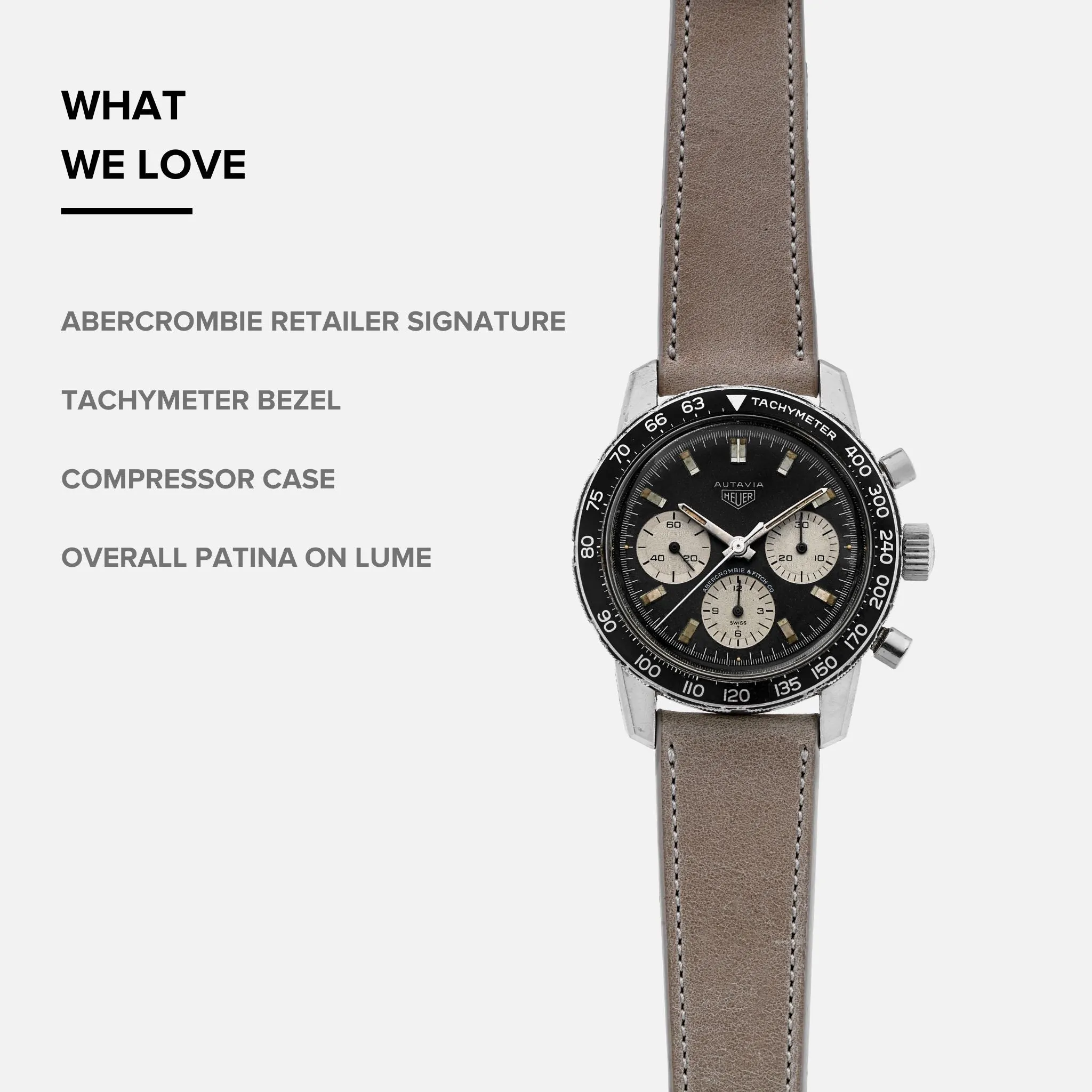 1960s Heuer Autavia Ref. 2446C Retailed By Abercrombie & Fitch Co.