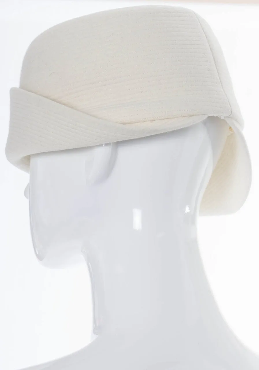 1960's Mr John I Magnin Vintage White Wool Hat