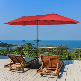 450CM Double Sided Outdoor Umbrella Twin Size with Crank Handle-Wine