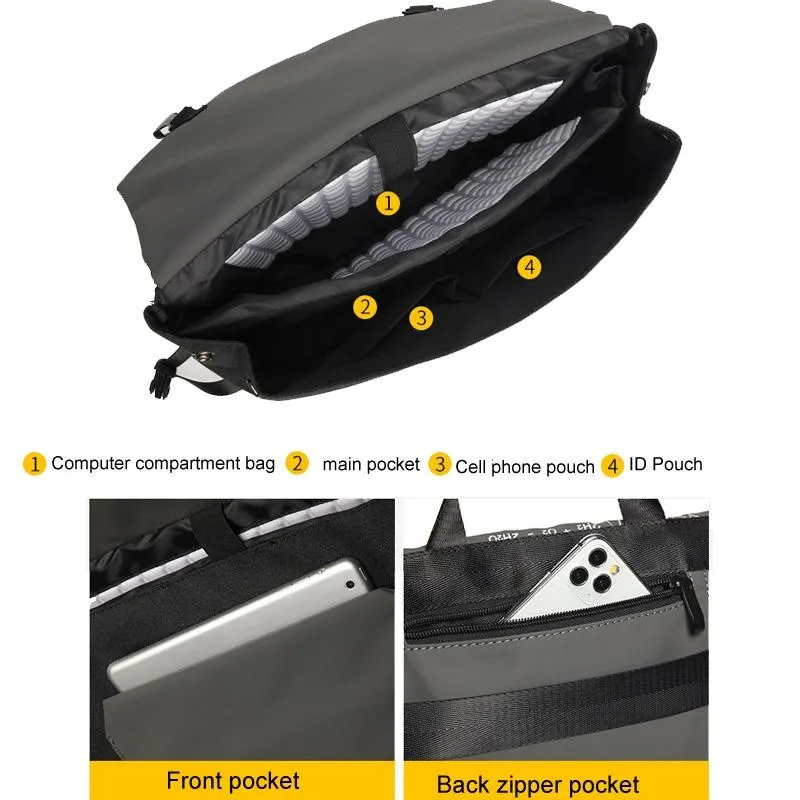 Anti-drop Crossbody Laptop Bag - Fits 13.3-16 Inch - Airbag Protection - Black Equation
