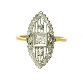 Art Deco Diamond Navette Ring