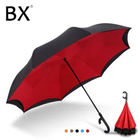 Bachon reverse windproof umbrella,auto close double-layer inverted umbrella for men women car umbrella