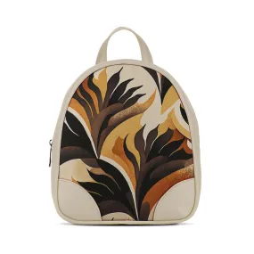 Beige O Mini Backpacks Dark Flowers