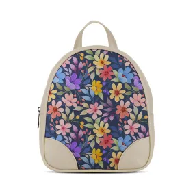 Beige O Mini Backpacks Purple Floral