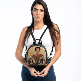 Black Mini Backpack African Lady