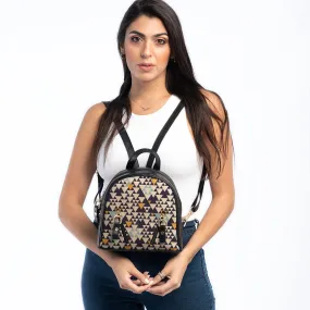 Black Mini Backpack Triangles Pattern