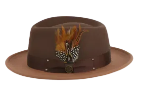 Brown Men's Fedora Felt Wool Hat Style No-THE BROADWAY