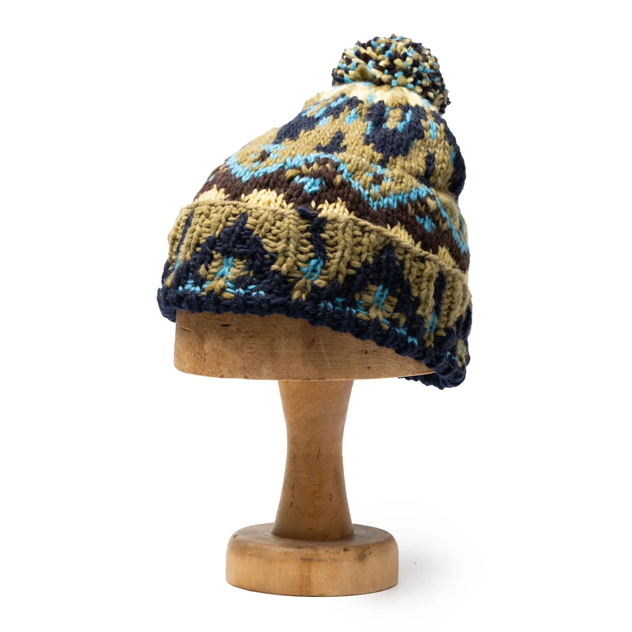 Chamula Double Cuff Cap Fair Isle #7 Navy