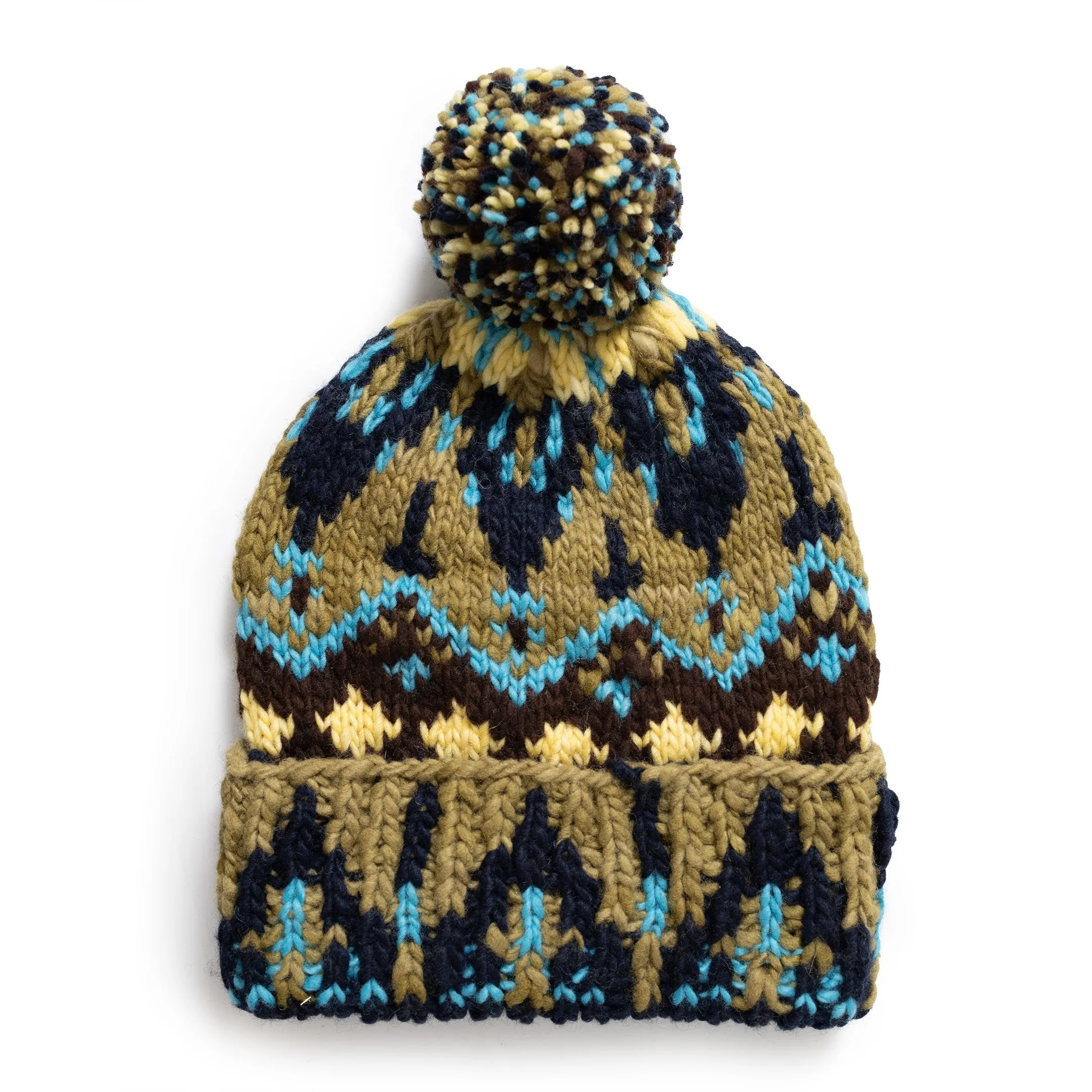 Chamula Double Cuff Cap Fair Isle #7 Navy