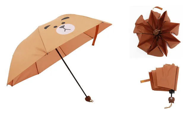 Creative Cute Cartoon Bear Rabbit Totoro Villain Children Umbrella 3 Folding Pongee Windproof Rain Umbrella For Kids