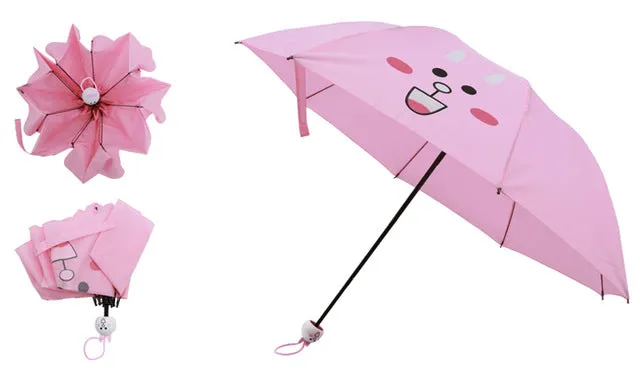 Creative Cute Cartoon Bear Rabbit Totoro Villain Children Umbrella 3 Folding Pongee Windproof Rain Umbrella For Kids