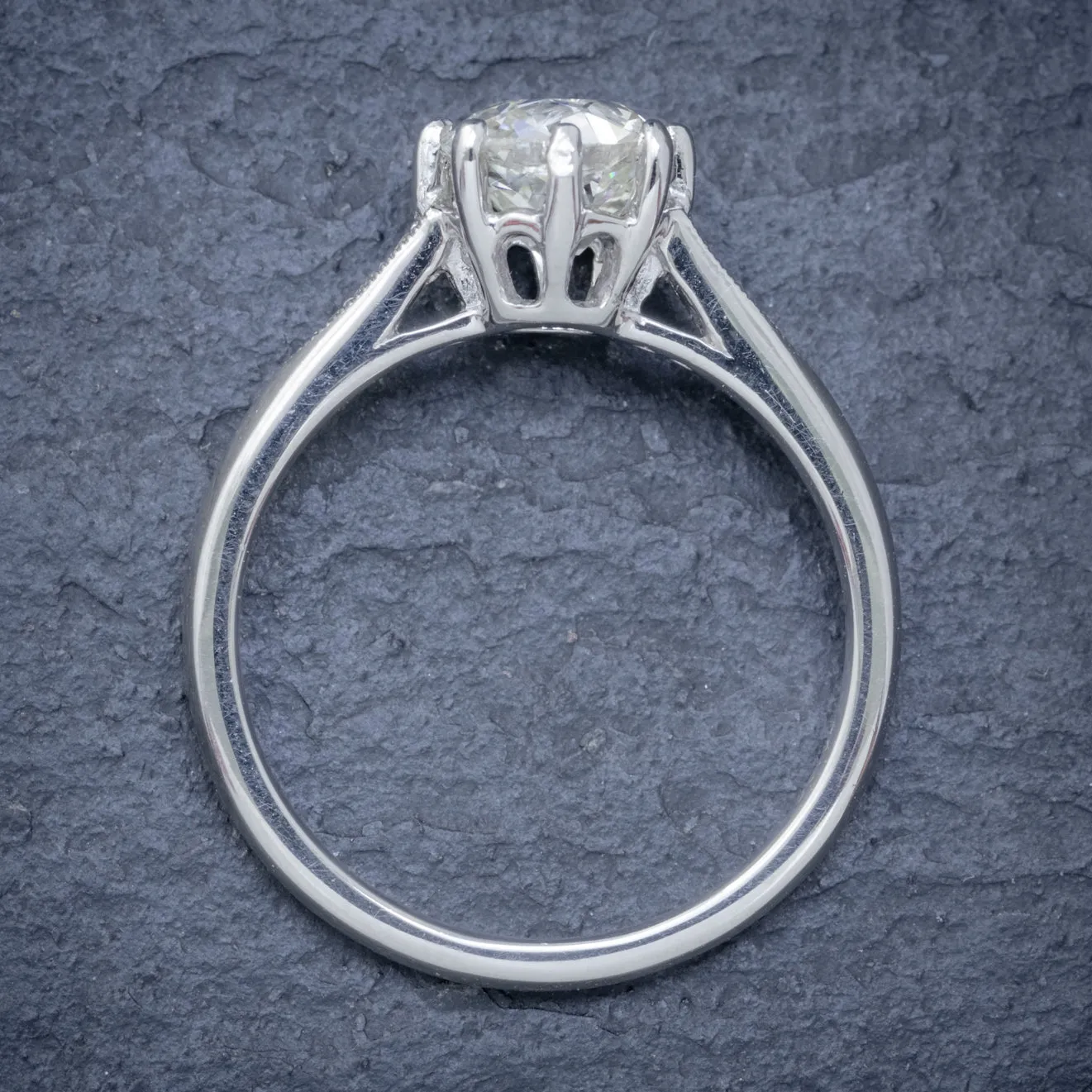 Edwardian Style Diamond Solitaire Engagement Ring Platinum 1.24Ct Old Cut Diamond Cert