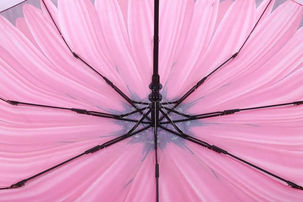 FabSeasons Black Floral Digital Printed Semi Automatic 3 fold Umbrella