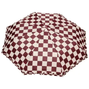 FabSeasons Checkered Maroon Checks Printed 3 Fold Semi Automatic Umbrella