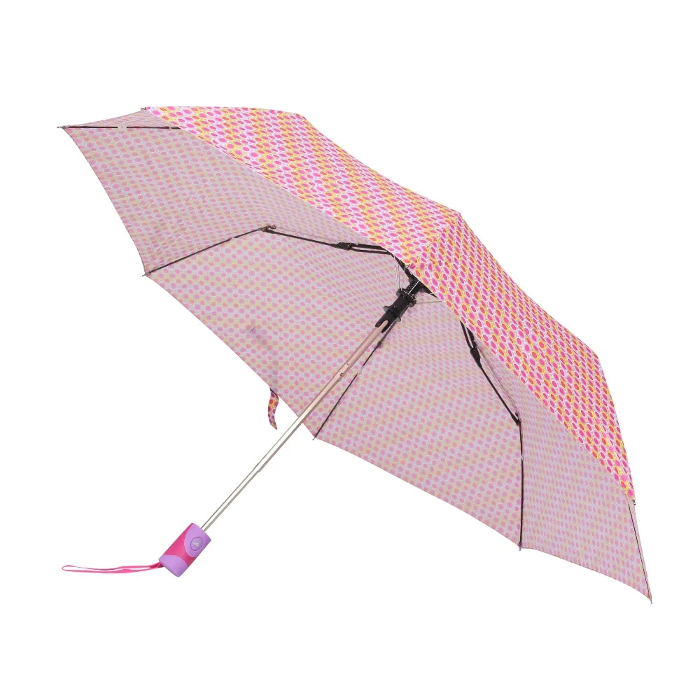 FabSeasons Pink Geometric Printed 3 Fold Fancy Automatic Umbrella
