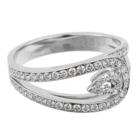 Fred of Paris .86ct Lovelight Pear Diamond Platinum Ring Sz 7 1/4