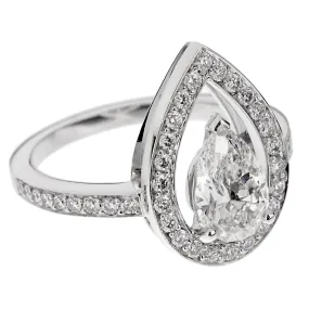 Fred of Paris Lovelight 1.48ct Pear Diamond Engagement Ring Sz 5 1/4