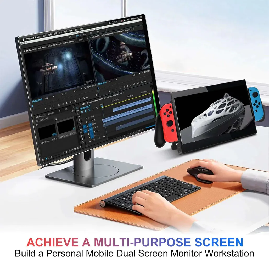 G-STORY 10.1" Portable Monitor for Nintendo Switch - HD Display with Built-in Speakers and Removable Battery