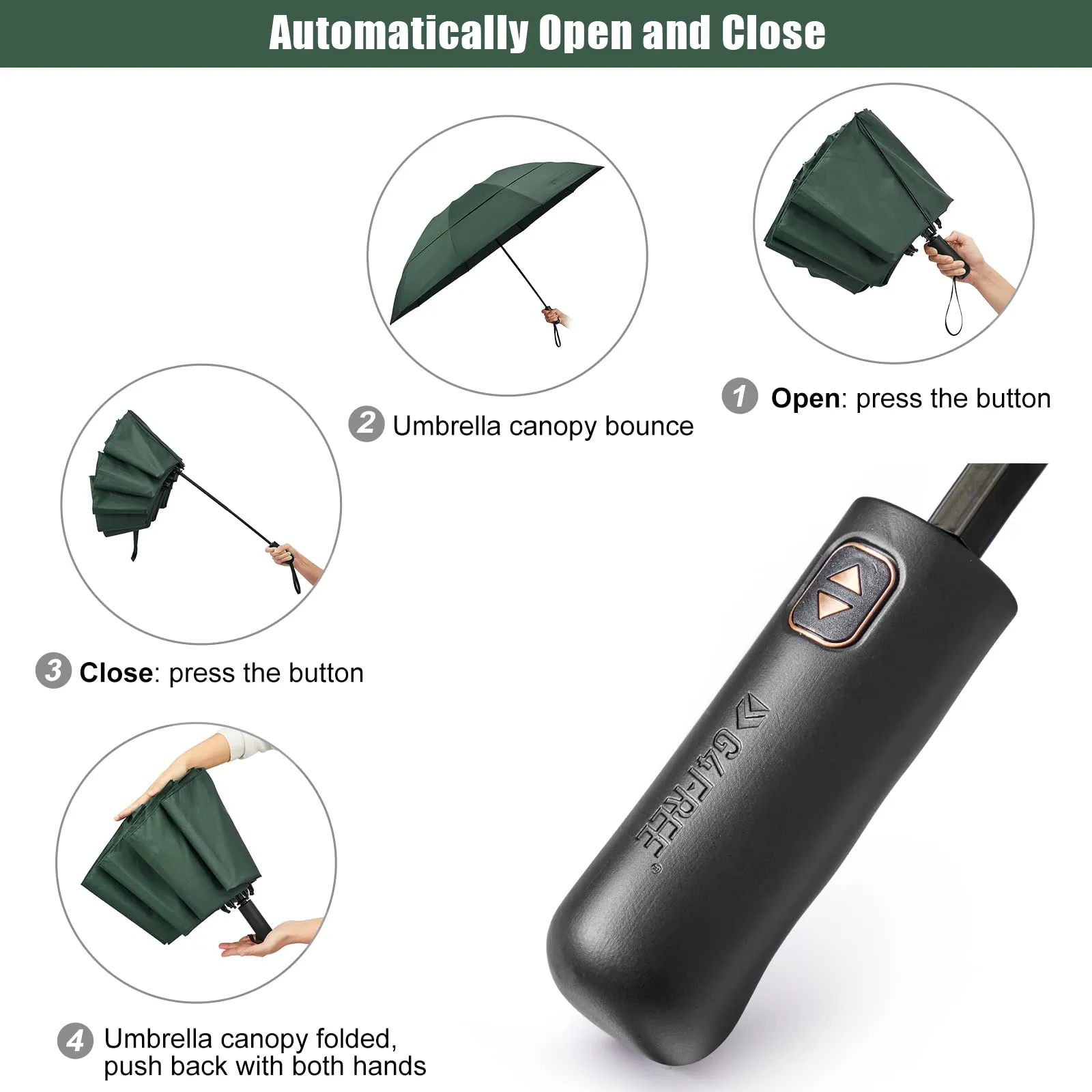 G4Free 46/54/62 Inch Large Compact Golf Umbrella Windproof 10 Ribs