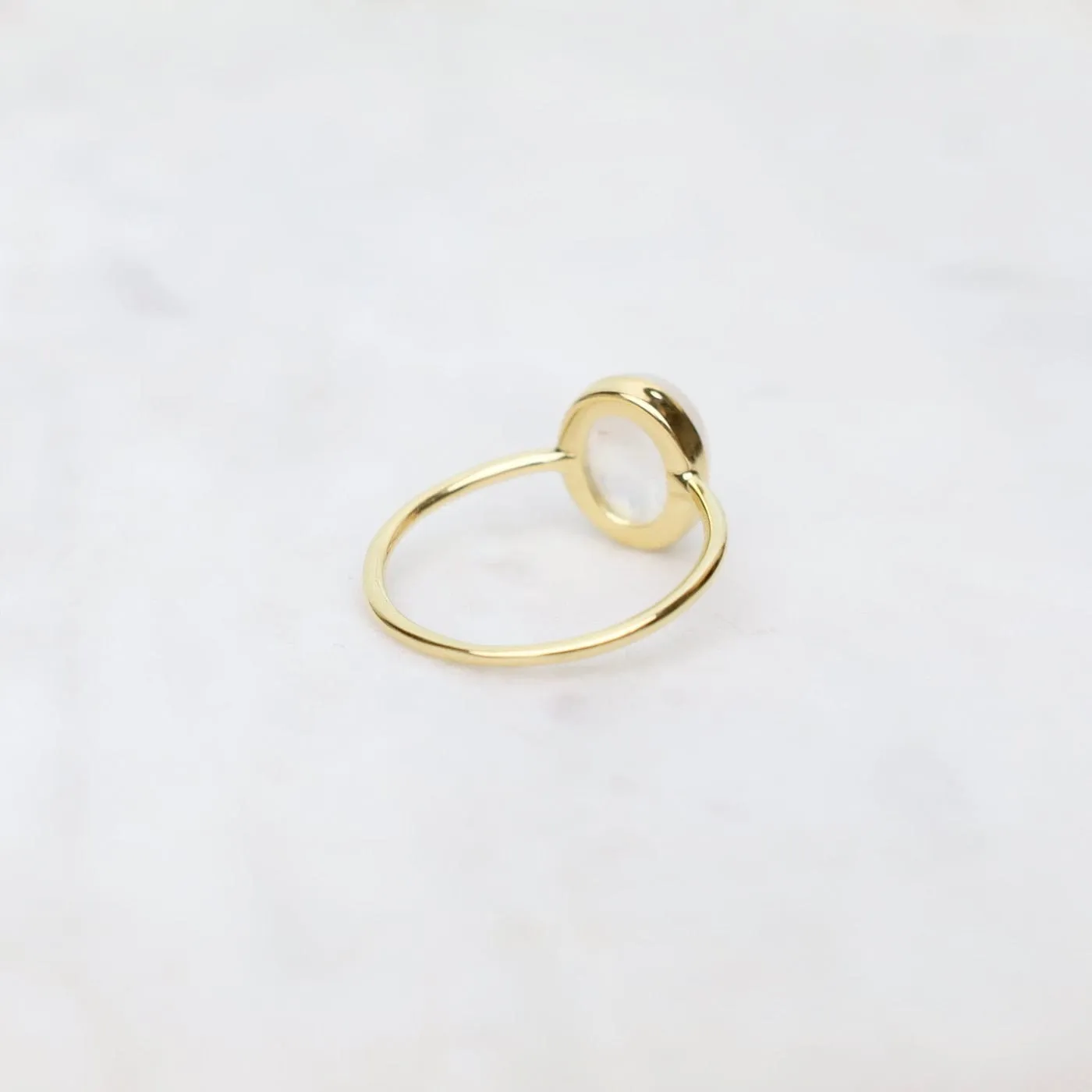 Gold Vermeil Bezel Set Rainbow Moonstone Cabochon Ring