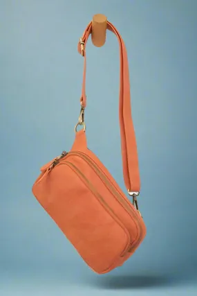 Kylie Double Zip Sling Belt Bag - Orange
