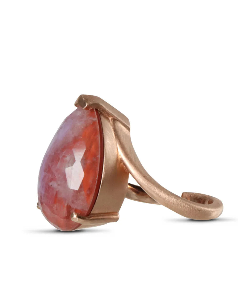 Large Pearl and Red Jasper Moonstone Ring
