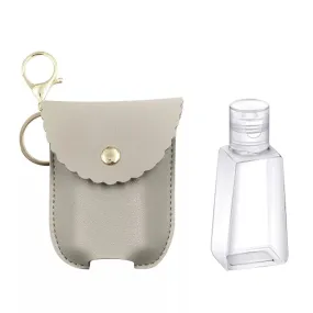 Leatherette Hand Sanitizer Clip & Keychain, Scalloped Grey