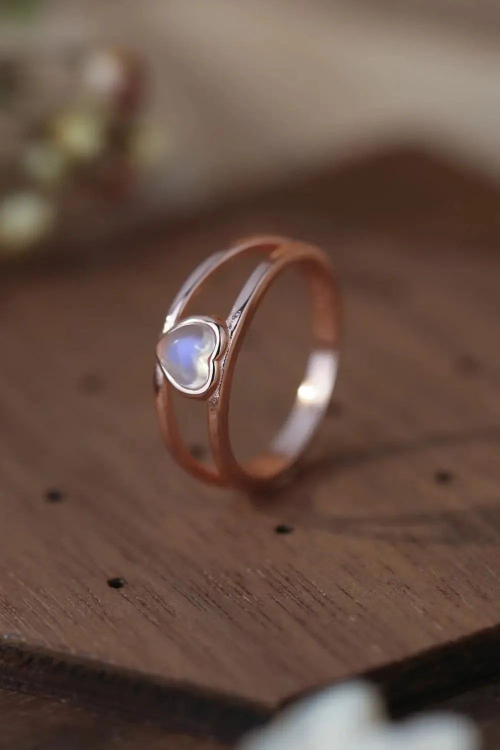 LOVCIA Moonstone Heart 925 Sterling Silver Ring