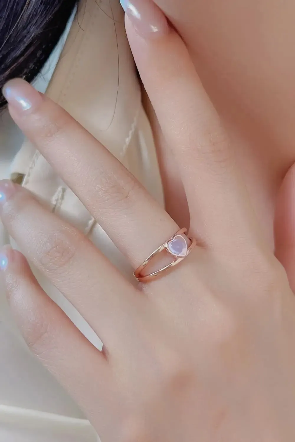 LOVCIA Moonstone Heart 925 Sterling Silver Ring