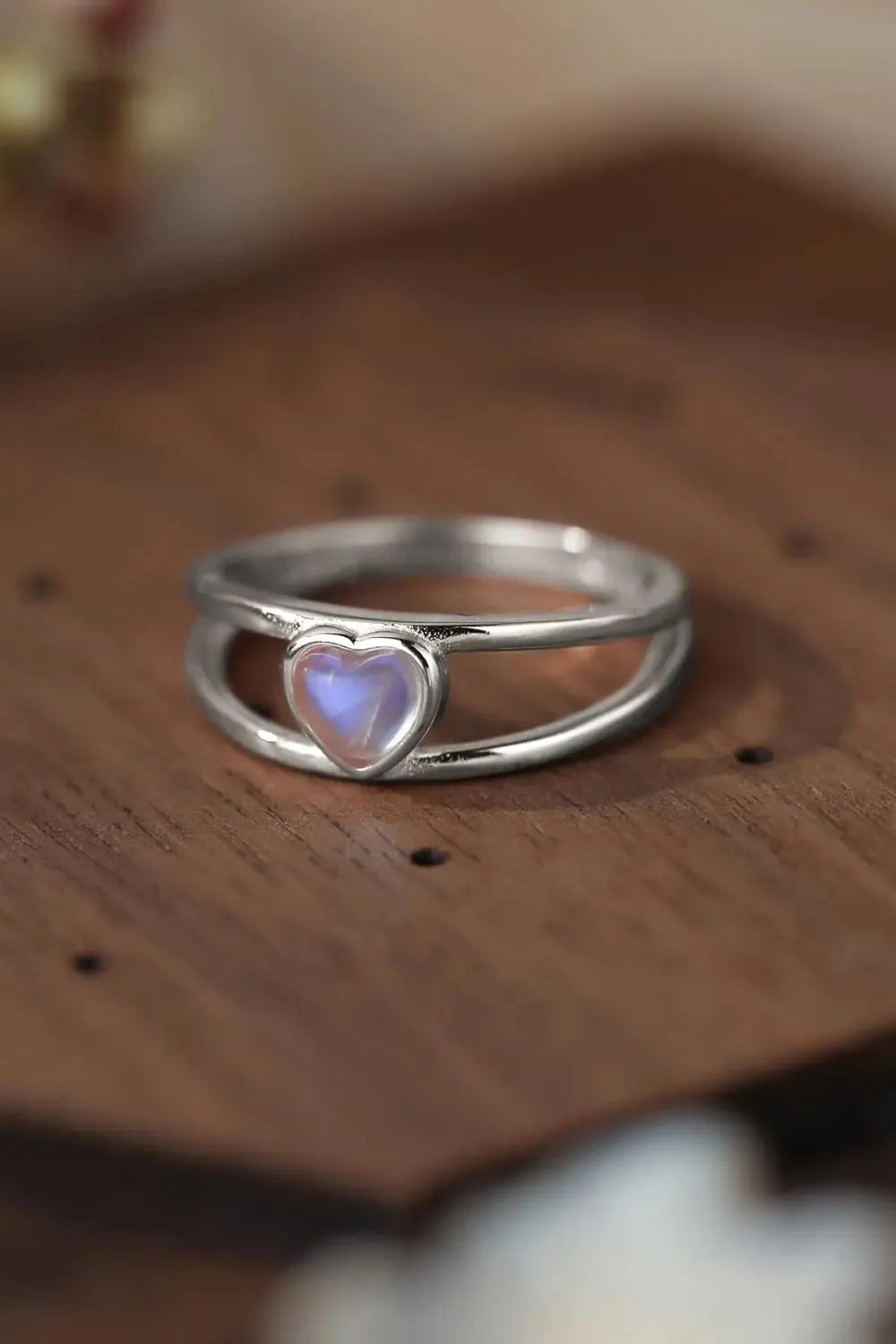 LOVCIA Moonstone Heart 925 Sterling Silver Ring